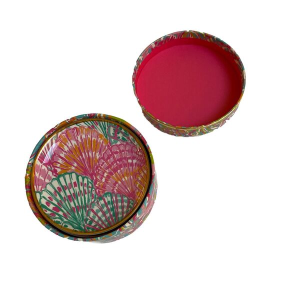 4 Lilly Pulitzer Multicolor  Ceramic Coasters with Floral Gold Trim 3 3/4” - Picture 3 of 3